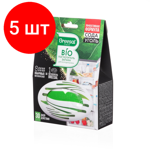 Комплект 5 штук, Дезодоратор Поглотитель запаха Breesal для холодильника 80г основнойблок