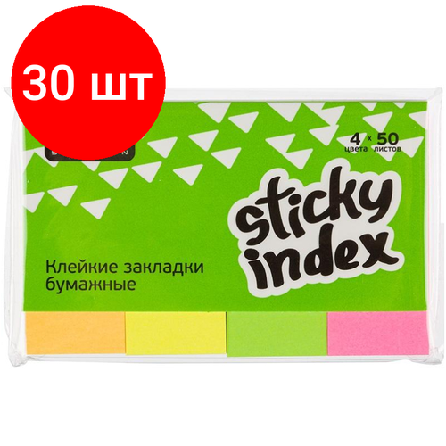 Комплект 30 штук, Клейкие закладки бумаж. 4цв. по 50л. 50ммх20 Attache Selection