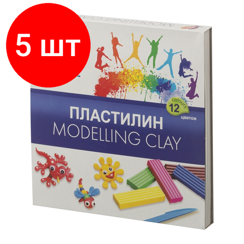 Комплект 5 наб, Пластилин классический Луч Классика 12 цв 240 г со стеком