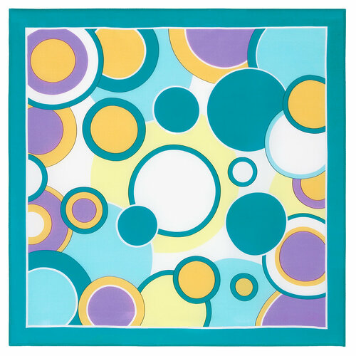 фото Платок павловопосадская платочная мануфактура,65х65 см, белый, голубой