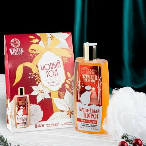 Набор Новый год принесёт счастье гель для душа 250 мл и мочалка 958₽