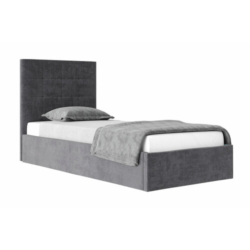 Кровать БН-мебель Соната 0.9 м велюр серый 99.4x214.1x110.3 см