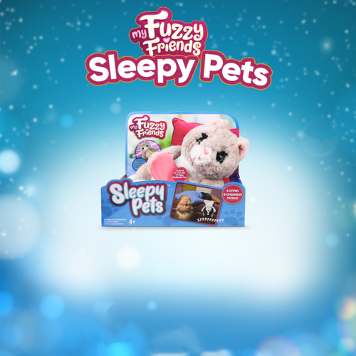Мягкая игрушка My Fuzzy Friends Sleepy Pets - Сонный котенок Винкс Серый 30 см