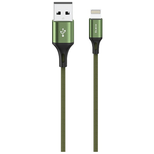 Кабель OLMIO BASIC, USB 2.0 - lightning, 1.2м, 2.1A, текстильная оплетка, зеленый азу partner olmio 2 1a двухпортовое белое