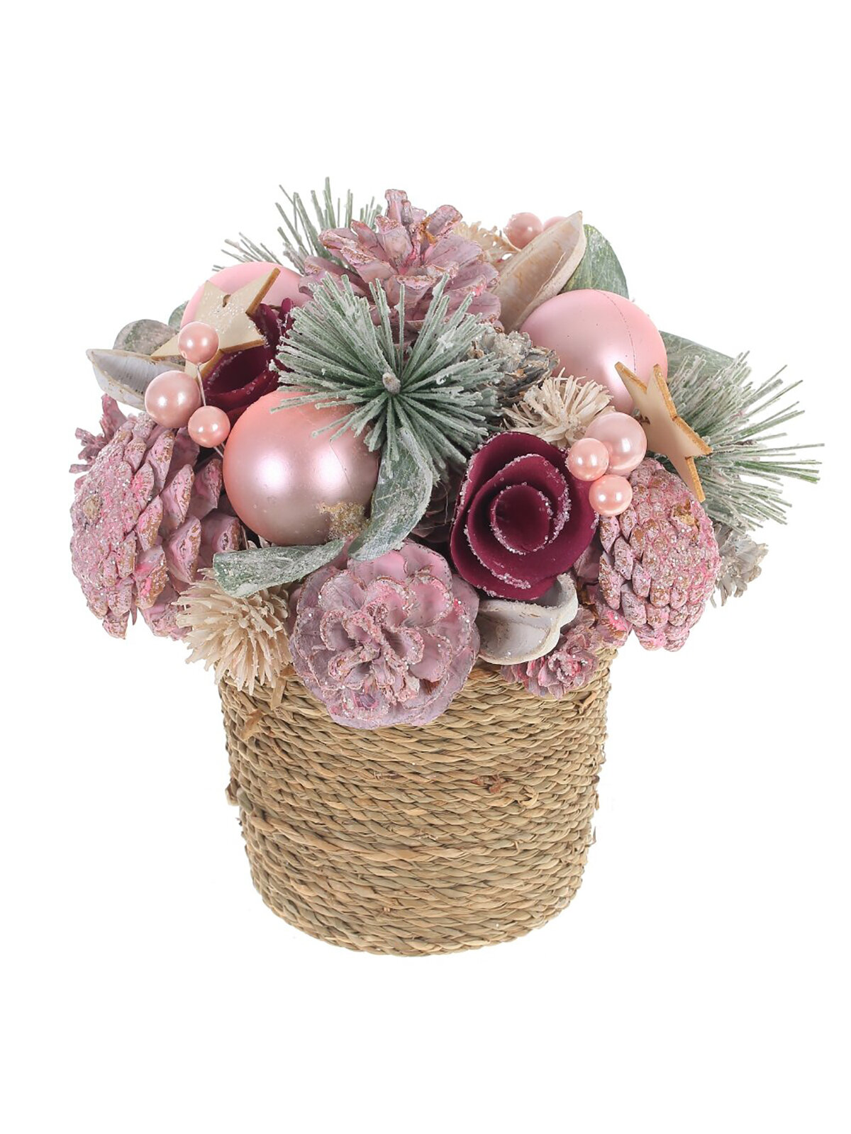 Новогодняя композиция в кашпо Remecoclub 18x18x18 см