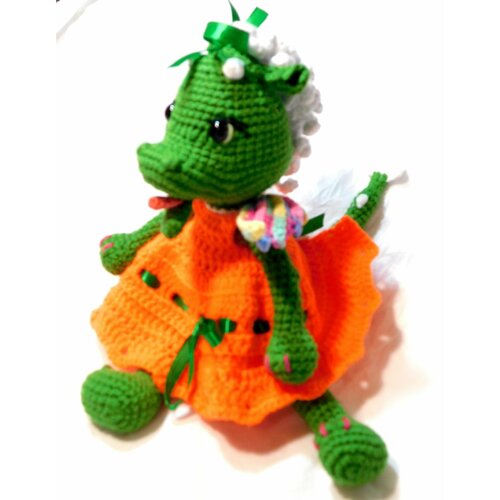 Дракоша Подружка, символ 2024 года, цвет зеленый, мягкая, интерьерная фигурка, ручная работа