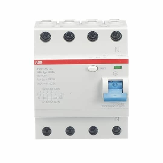 Автоматический выключатель остаточного тока УЗО ABB F204 AC-40/003 типа 4P переменного тока 30 мА 2CSF204001R1400