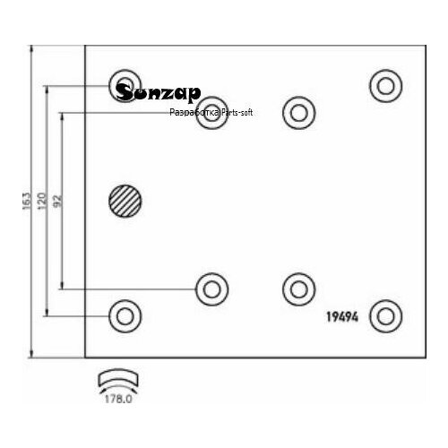 DON MP312S7100 Накладка тормозной колодки MERCEDES (410x163) стандарт 64 отв. 8x18/93059 (8шт.) DON