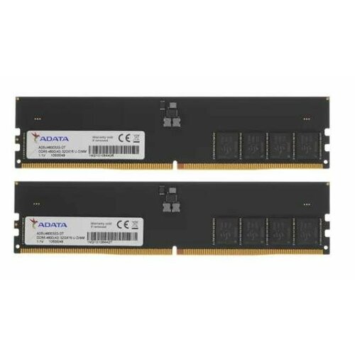 Memory Module ADATA DDR5 Общий объём памяти 32Гб Module capacity 32Гб Количество 1 5600 МГц Множитель частоты шины 46 11 В черный AD5U480032G-DT 2163500₽