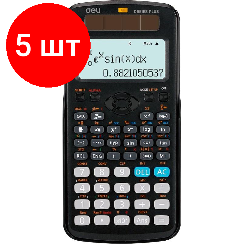 Комплект 5 штук Калькулятор научный Deli ED991ES черный