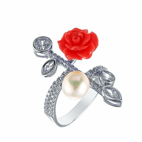 фото Кольцо element47, серебро, 925 проба, фианит, размер 16.75