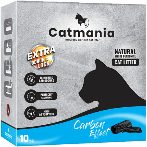 CATMANIA EXTRA CARBON EFFECT наполнитель комкующийся для туалета кошек с добавлением активированного угля (10 кг)