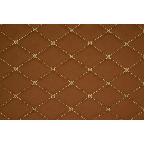 Экокожа стеганая горчичный, нить золотая - 50 х 150 см, на поролоне