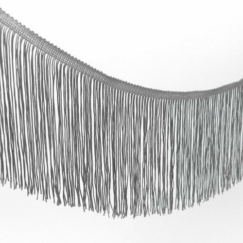 Тесьма декоративная Бахрома, 15 см, 5 +- 0.5 м, цвет серый