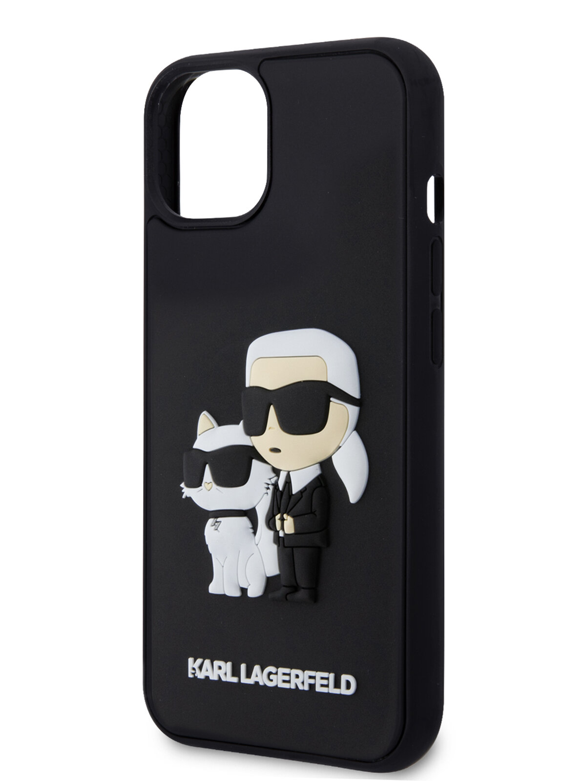 Lagerfeld для iPhone 15 Plus чехол 3D Rubber Karl & Choupette Hard Black
