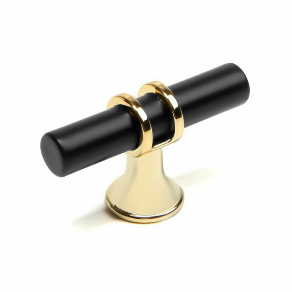 Ручка-кнопка d=12 мм пластик цвет золото/черный