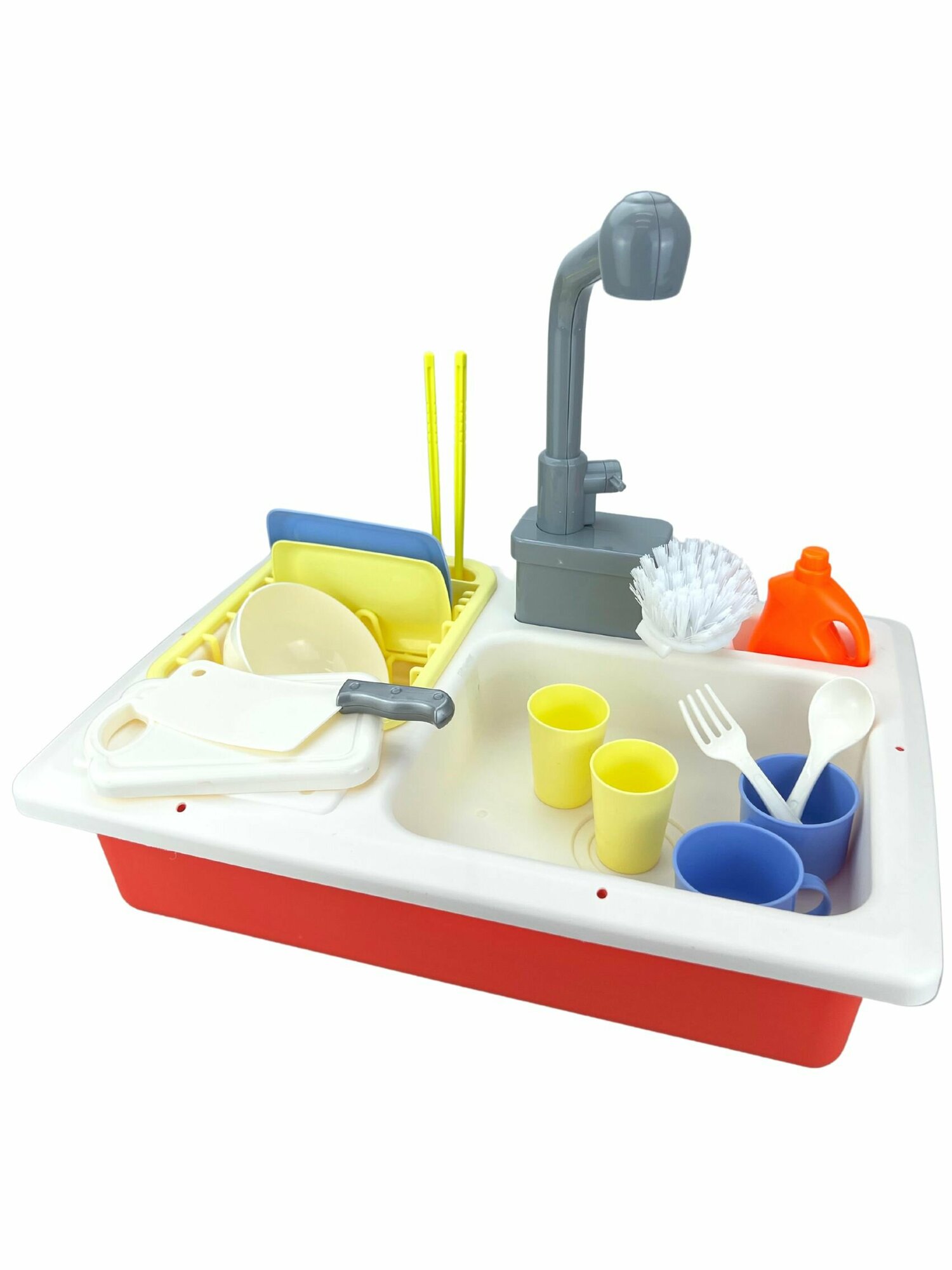 фото Детская игровая Раковина для посуды YarTeam, на батарейках, с аксессуарами (19 предметов)