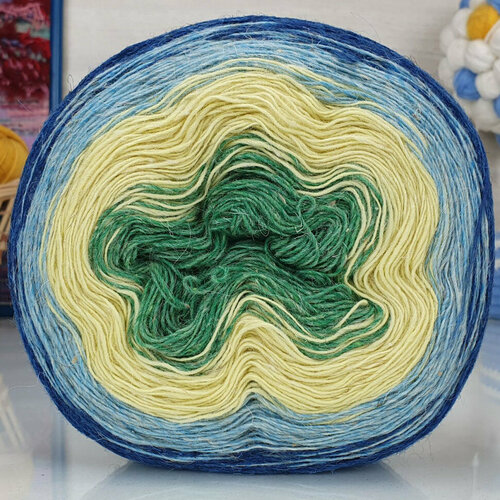 Пряжа Рассказовская ангорка колор 08-1 т. син/гол/зел (2 мотка)