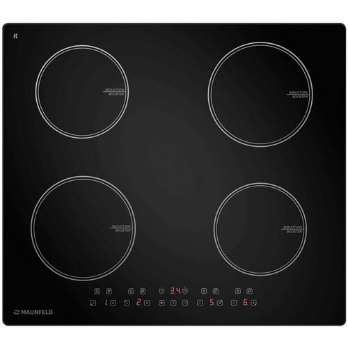 Встраиваемая индукционная панель MAUNFELD CVI594BK независимая 4 конфорки 9 уровней чёрная 2399000₽