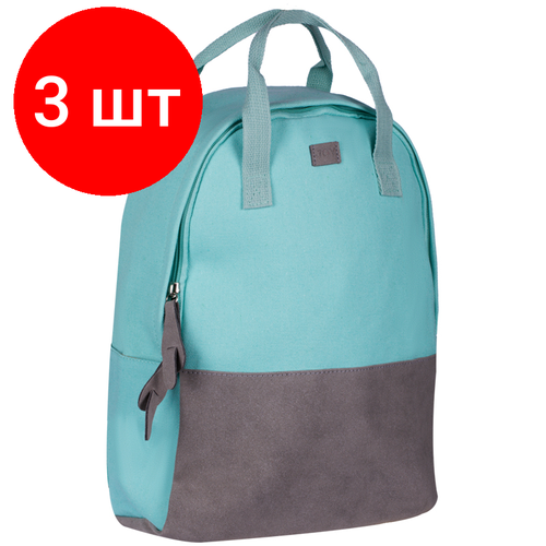 Комплект 3 шт, Рюкзак ArtSpace Casual Soft mint38*30*13см, 1 отделение, 2 кармана, иск. замша/канва