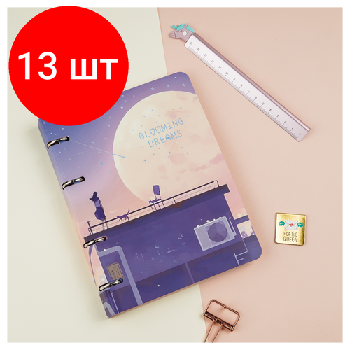 Комплект 13 шт, Тетрадь на кольцах А5, 100л, MESHU Blooming dreams, картон, матовая ламинация, тиснение фольгой тетрадь на кольцах 160л а5 bg hello spring клетка матовая ламинация тиснение голографической фольгой тт5к160 лм тгф 10103