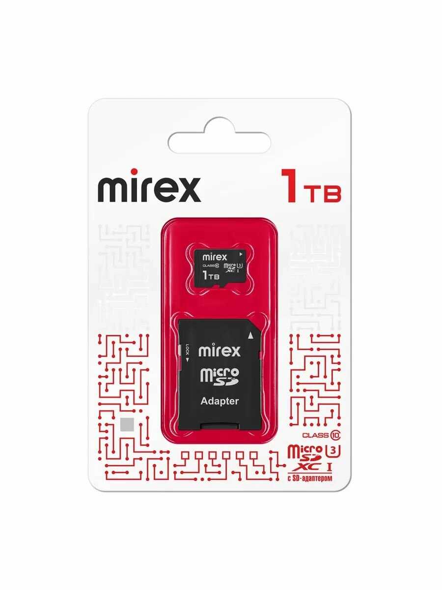 Карта памяти microSDXC MIREX 1TB UHS-I U3 class 10 с адаптером