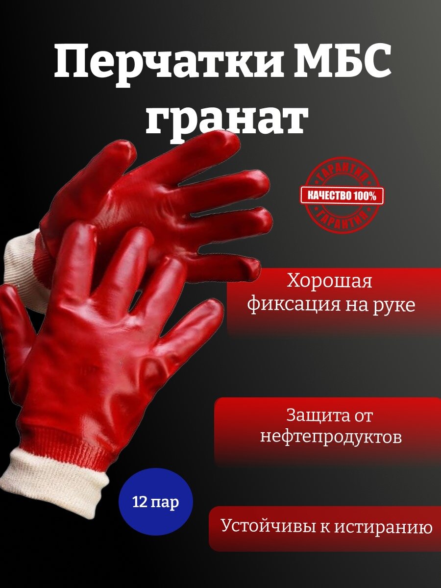 фото Перчатки маслобензостойкие Гранат с полным нитриловым покрытием, 6 пар