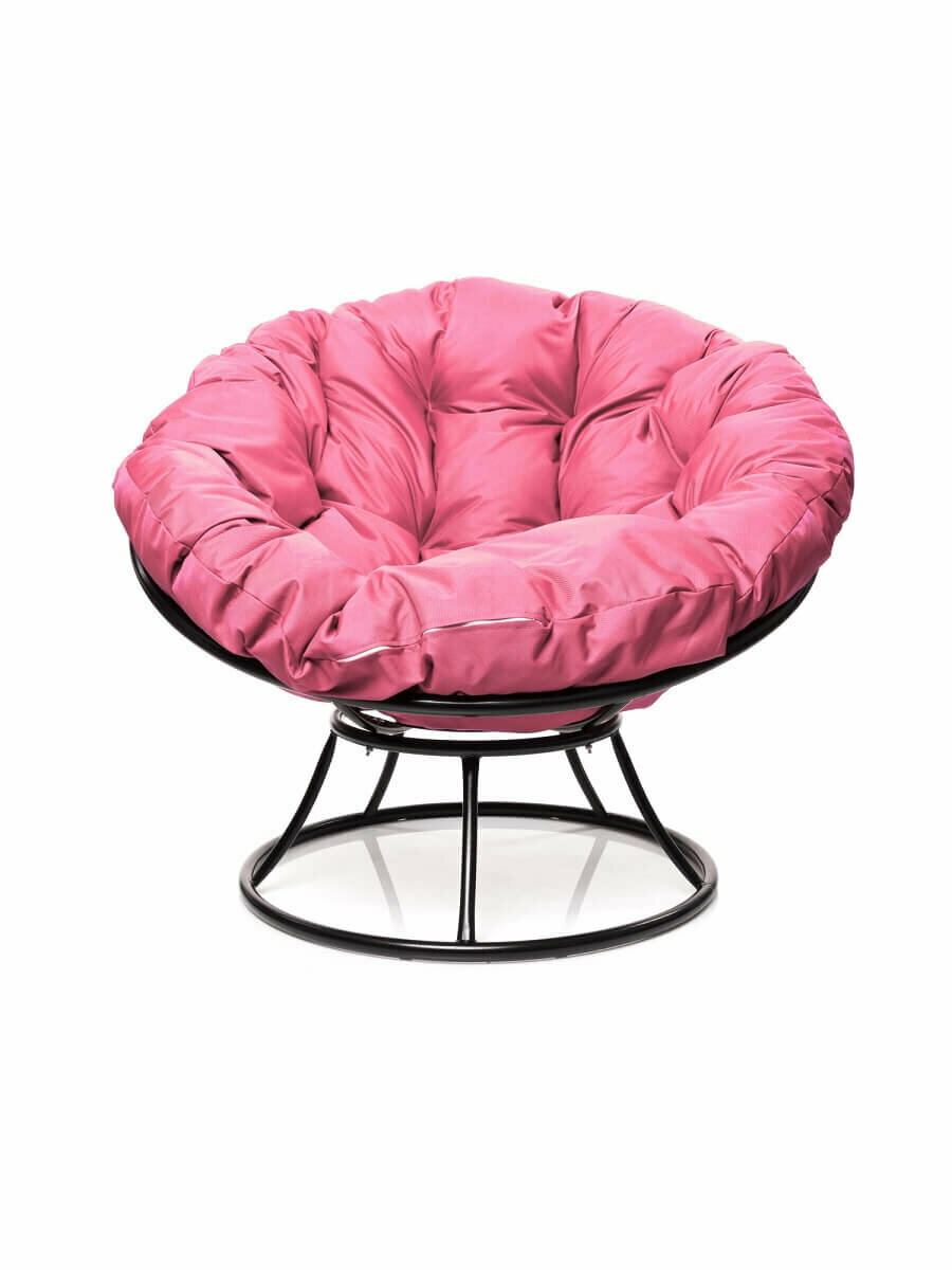 Кресло "Папасан" без ротанга чёрное / розовая подушка M-Group
