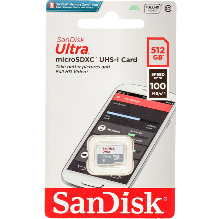Карта памяти 512GB SanDisk Ultra microSDXC C10 U1 UHS-I 100MB/S, без адаптера - фото №7