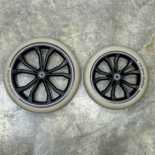 фото Колеса для городского самоката 270мм +230мм и 4 подшипника abec 7, бежевый techteam