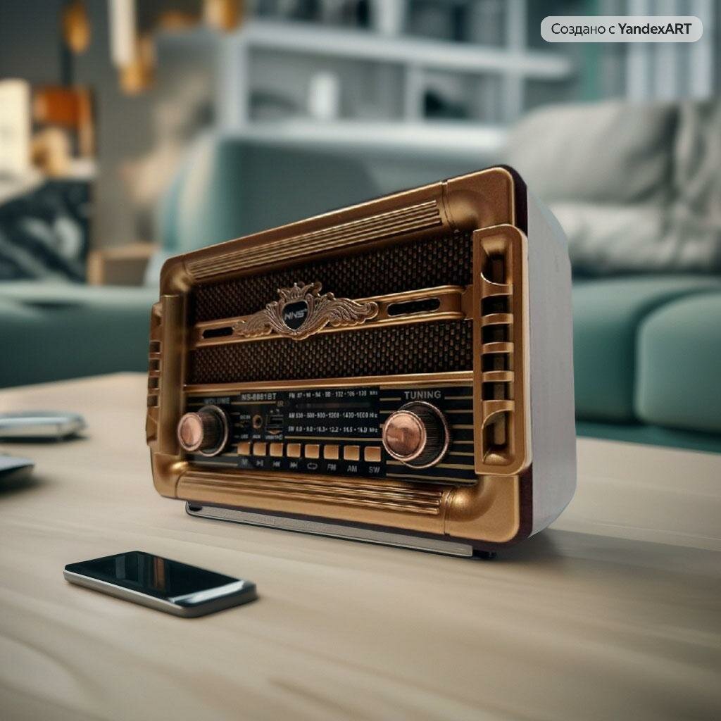 Колонка портативная NS VOLUME ACOUSTICS/ Беспроводная акустика/ Домашнее FM-радио c поддержкой Bluetooth, USB, TF-карты — фото 10