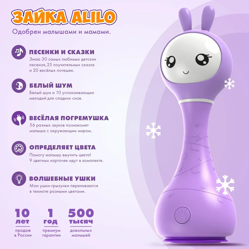 Музыкальная интерактивная обучающая игрушка Умный зайка alilo R1. Белый шум, сказки, песенки, погремушка, распознавание цветов. Для мальчиков и для девочек
