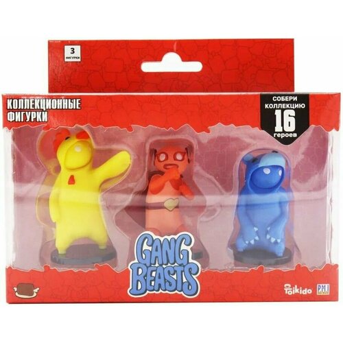 Набор фигурок Gang Beasts – Красный герой в плаще (3 шт) (арт. GB2021-D)
