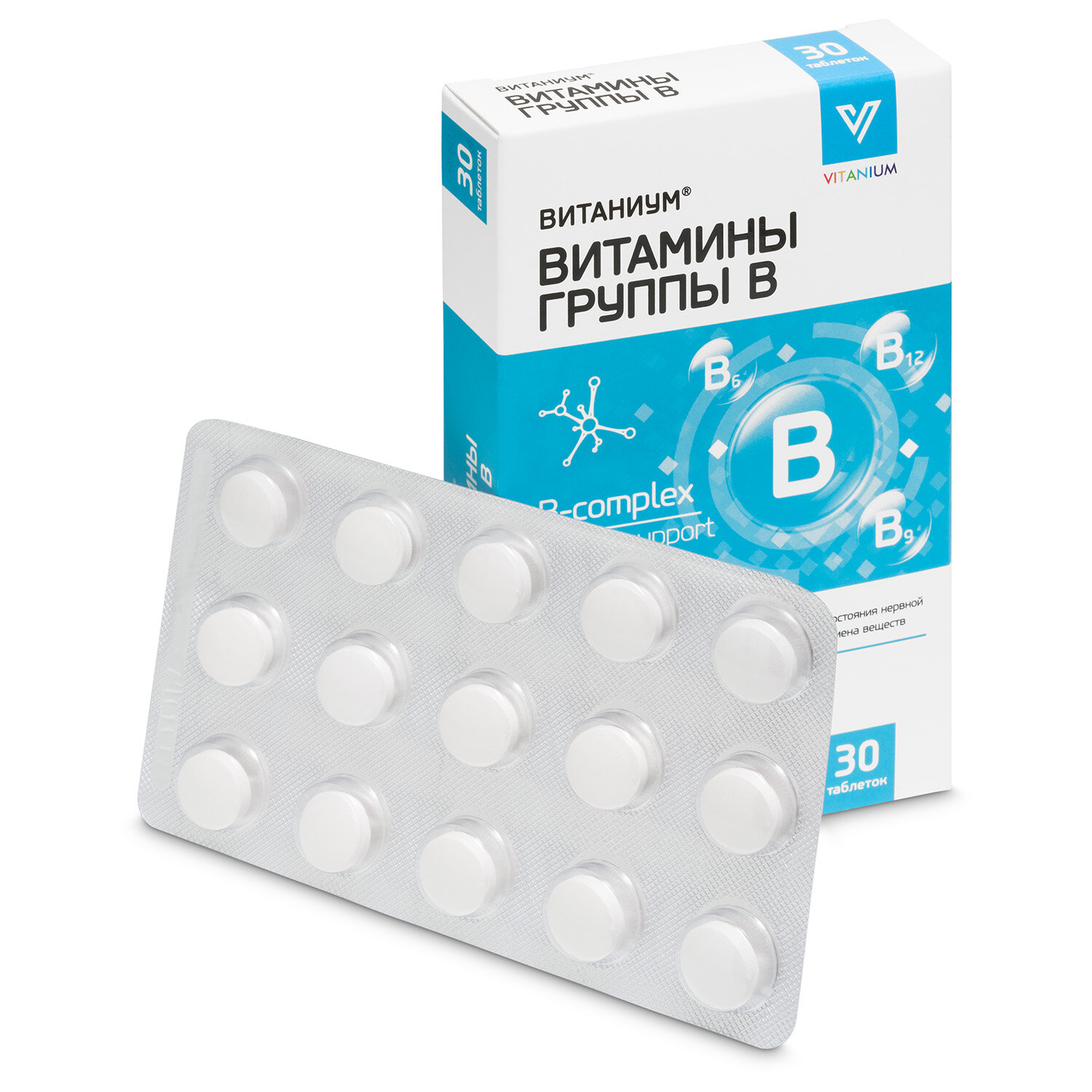 Изображение Витаниум Витамины группы В. Поддержка нервной системы и сердца. 30 таб. ВТФ.