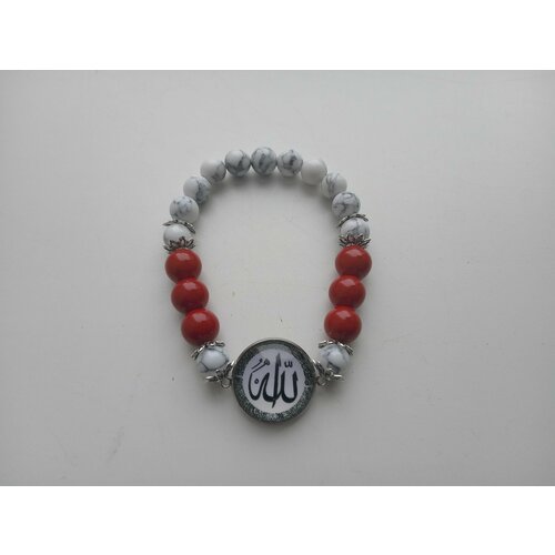 фото Браслет, стекло, 1 шт., красный, белый нет бренда