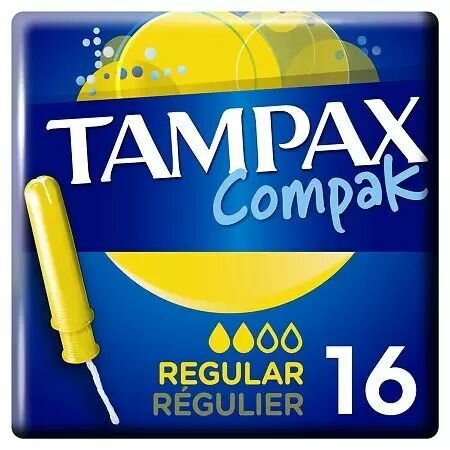 Tampax Тампоны женские гигиенические Compak с аппликатором Regular Duo 16шт