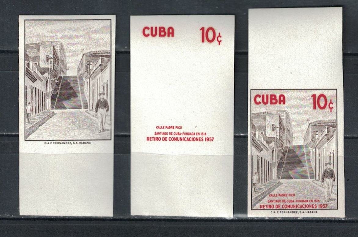 Почтовые марки Куба 1957г. "Пенсионный фонд почтовых служащих" Без перфорации, Ошибки MNH