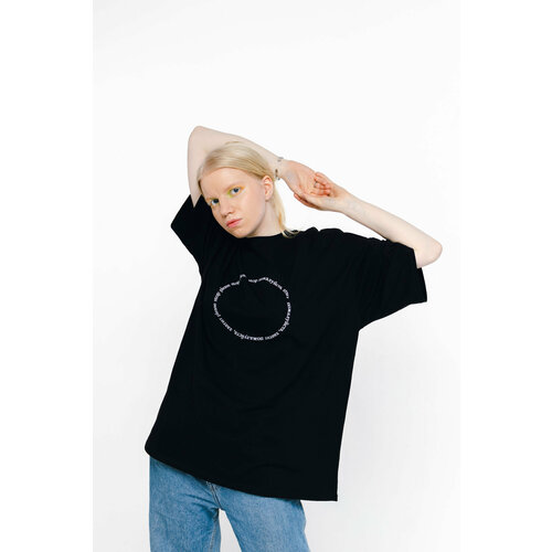 Футболка Нате, носите Футболка «Пожалуйста, хватит» рус/англ, размер 46/52, черный