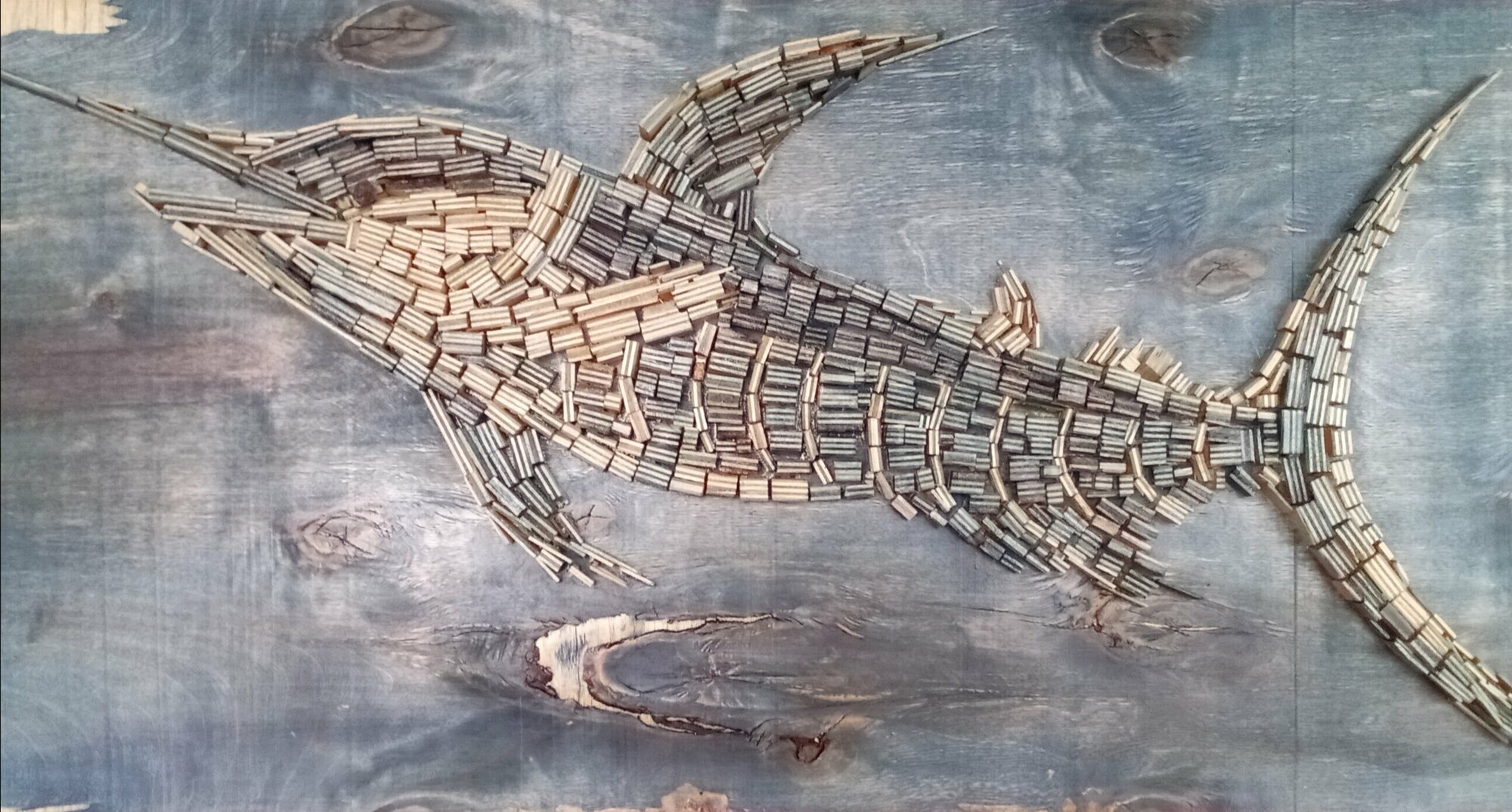 Мозаика из дерева "Марлин" Интерьерное панно