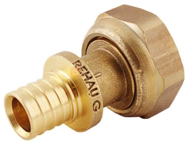 Соединитель Rehau RX plus 20 мм х 1/2" внутренняя резьба с накидной гайкой, бронза 456337