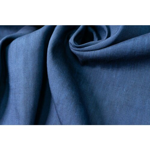 Ткань Итальянский лен с вискозой, под синий джинс 40 cm . Ткань для шитья