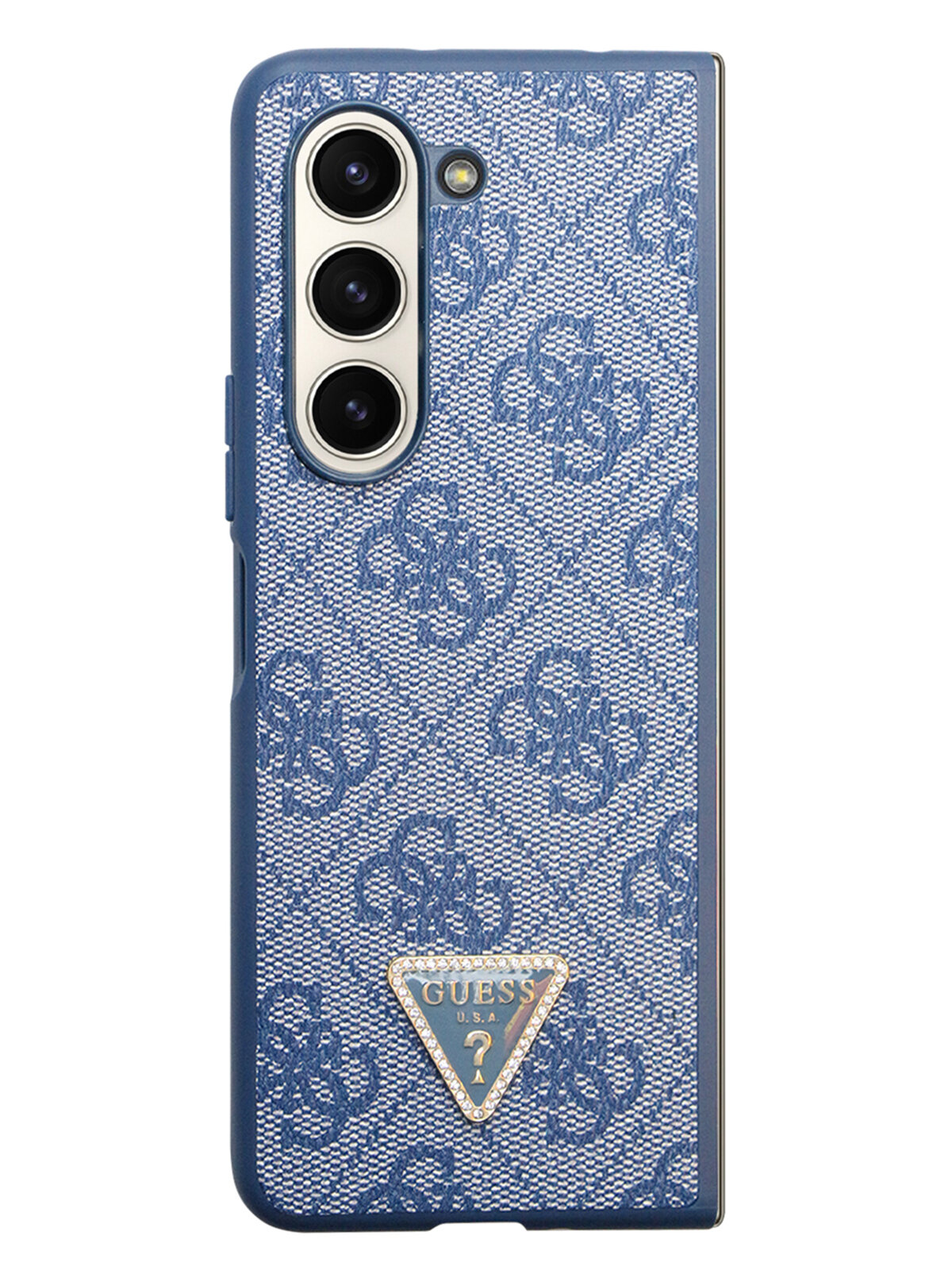 Guess для Galaxy Z Fold5 чехол PU 4G Triangle Diamond metal logo Hard Blue