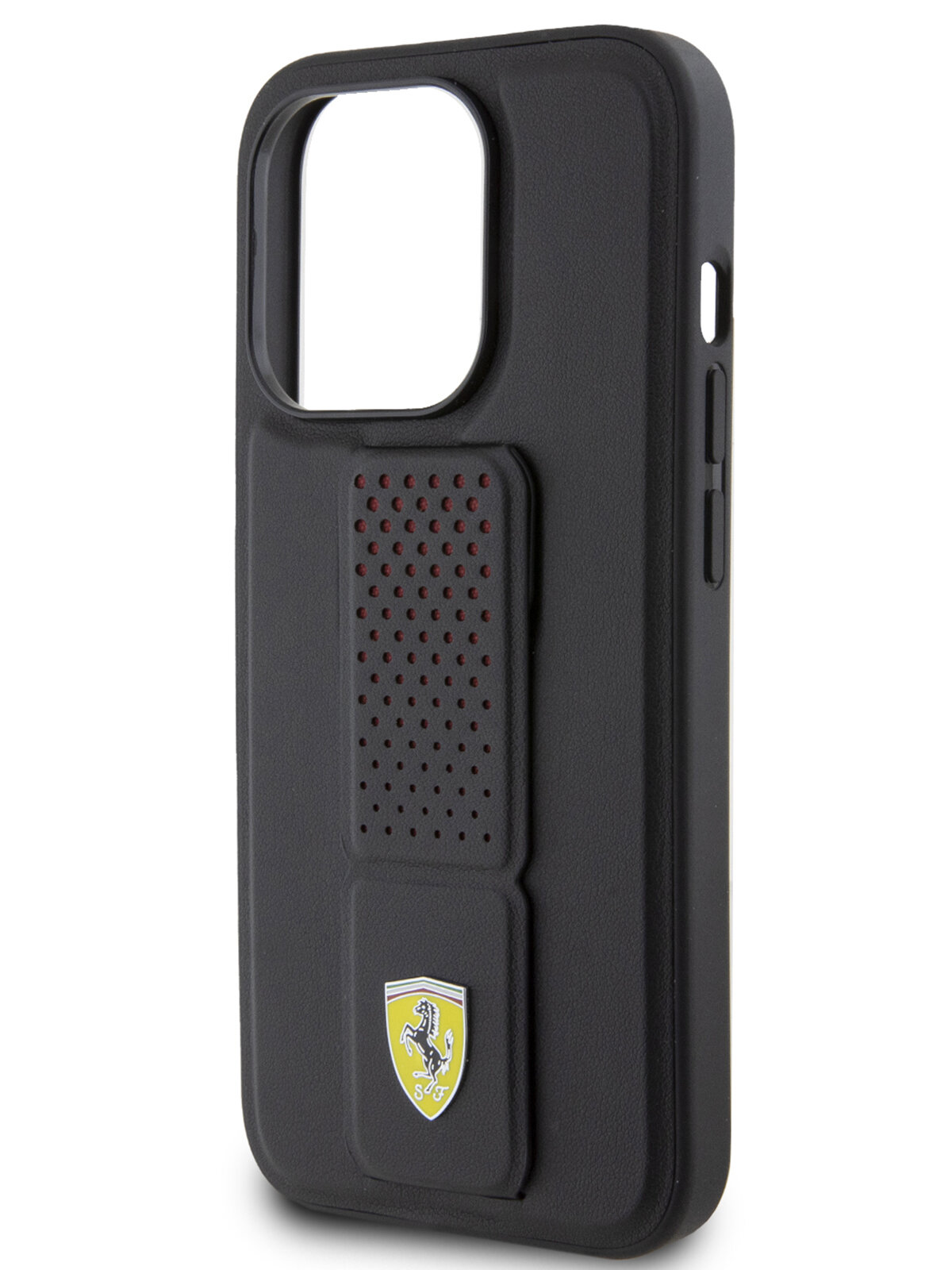 Ferrari для iPhone 15 Pro чехол GripStand PU Perforated Hard Black