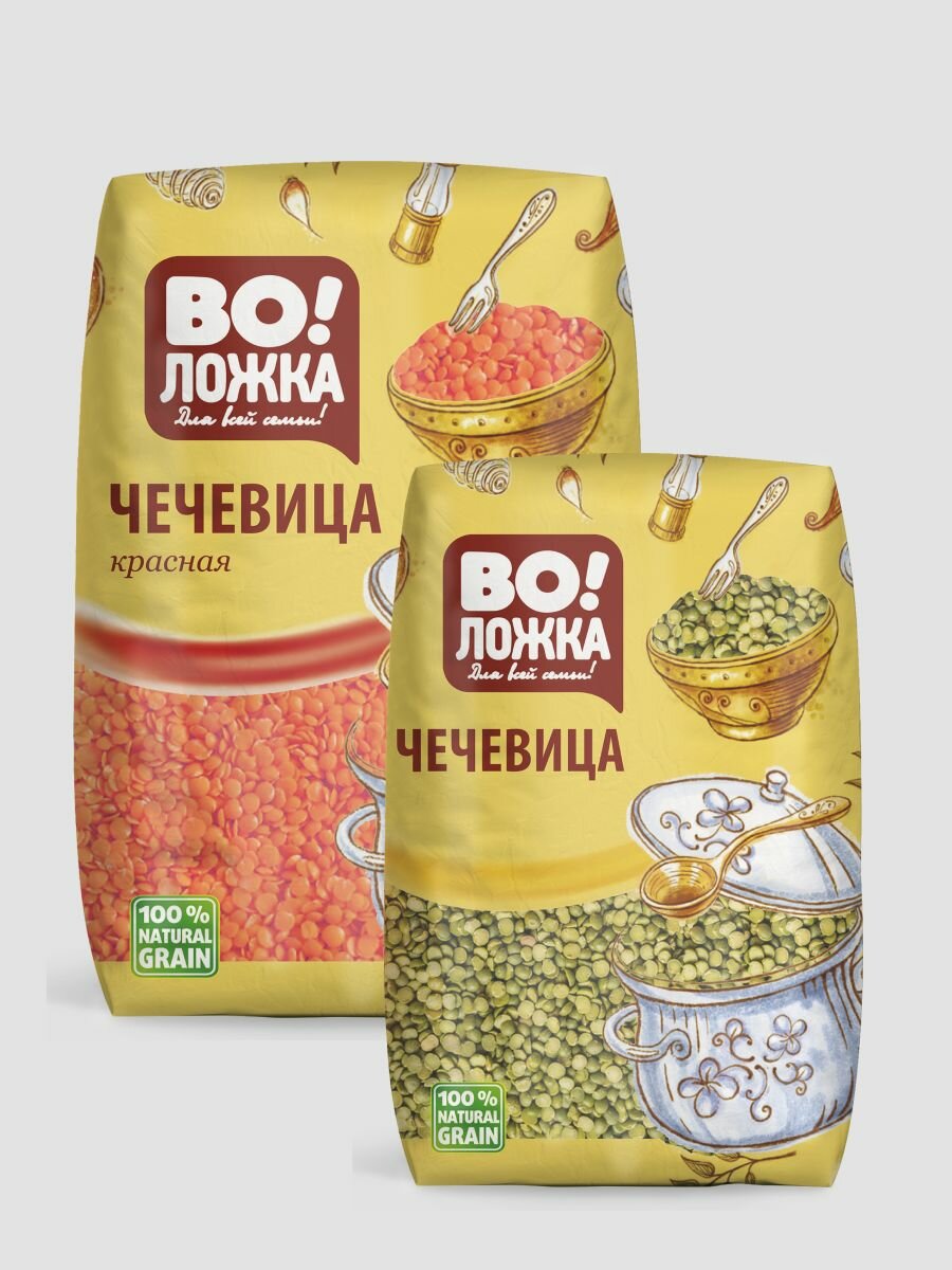 Сет чечевицы красная и зеленая 2 шт по 800г.