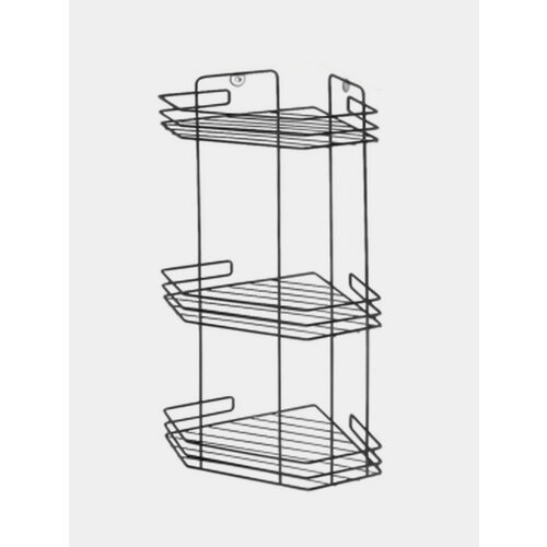 Полка угловая настенная органайзер 3 секции для ванной комнаты кухни бани Цвет Черный 2099₽