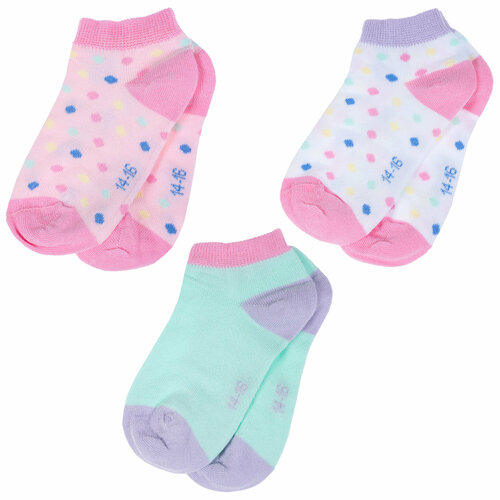 Носки RuSocks 3 пары, размер 16-18, белый, розовый носки rusocks 3 пары размер 16 18 розовый