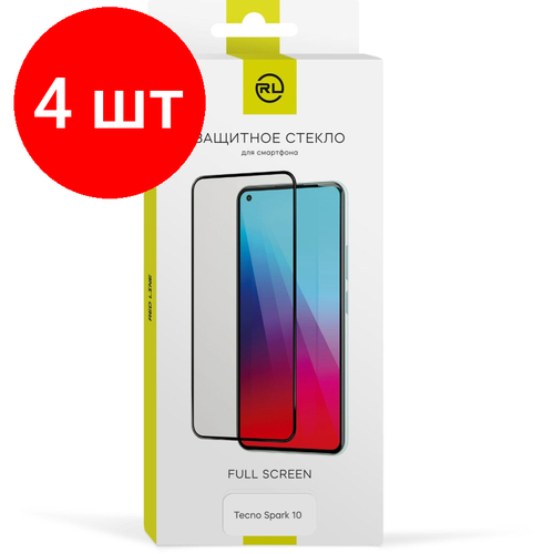 Комплект 4 штук, Защитное стекло Red Line Tecno SPARK 10 FULL GLUE черный защитное стекло для смартфона red line spark 8c ут000031190