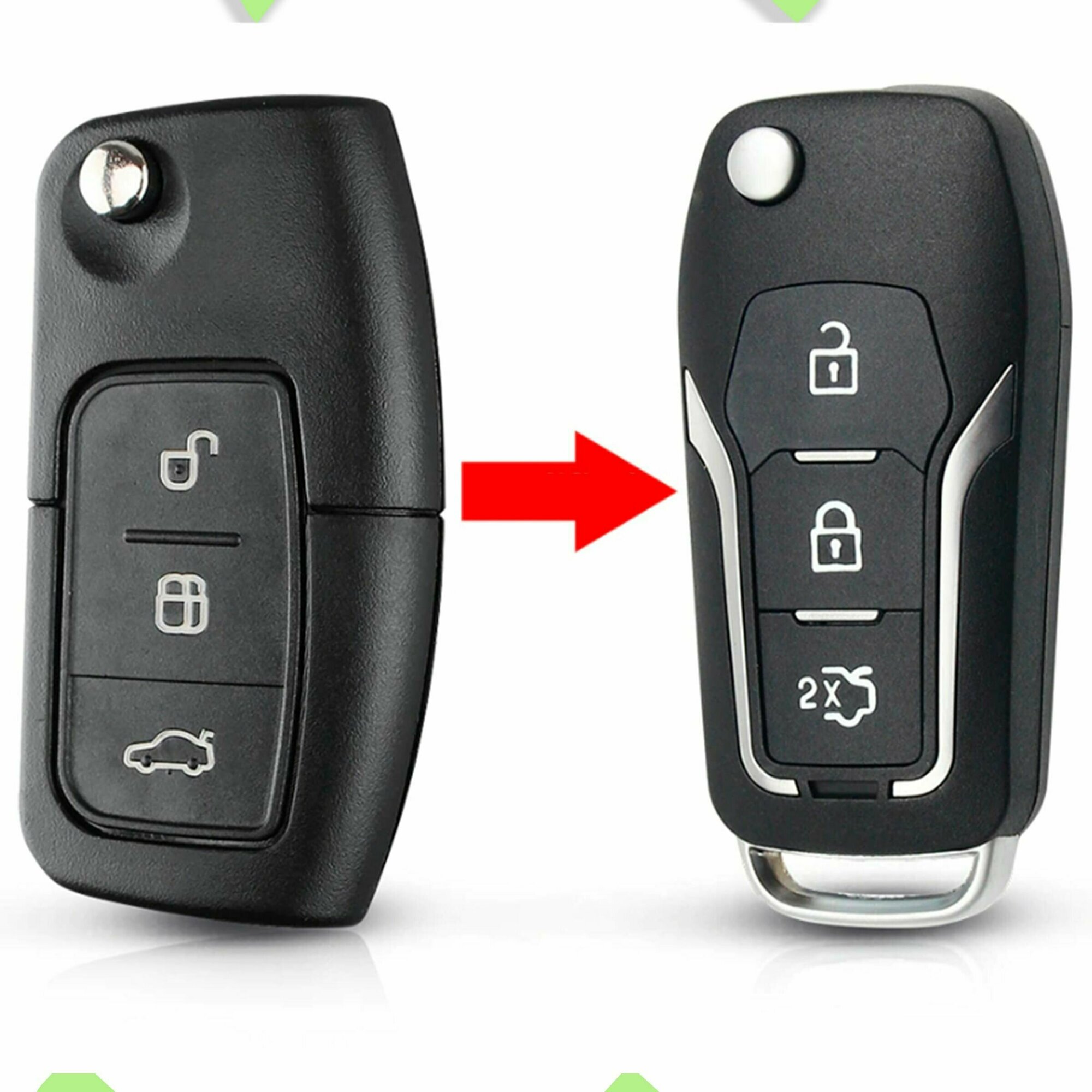 Корпус ключа зажигания модифицированный Ford Focus 2, Форд Фокус 2, C-Max, S-Max, 3 кнопки — фото 1