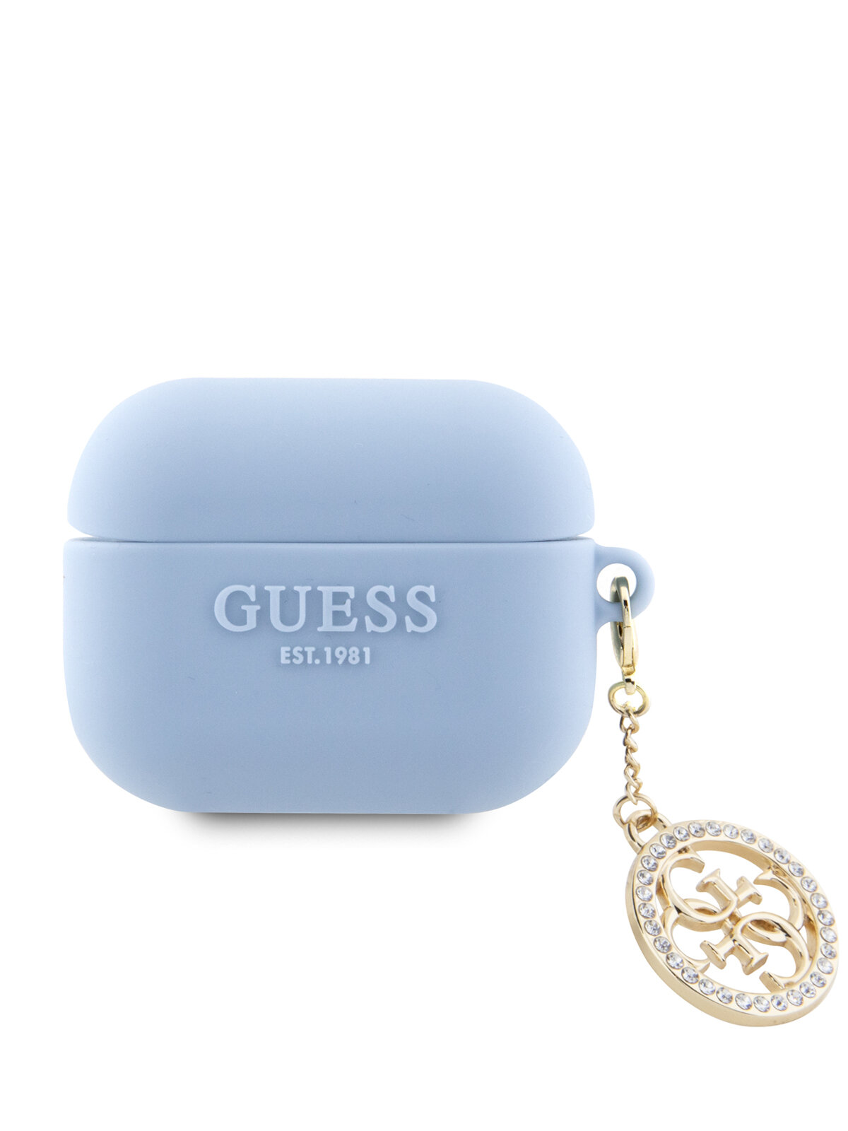 Guess для Airpods 3 чехол Liquid silicone with 4G Diamond charm Blue