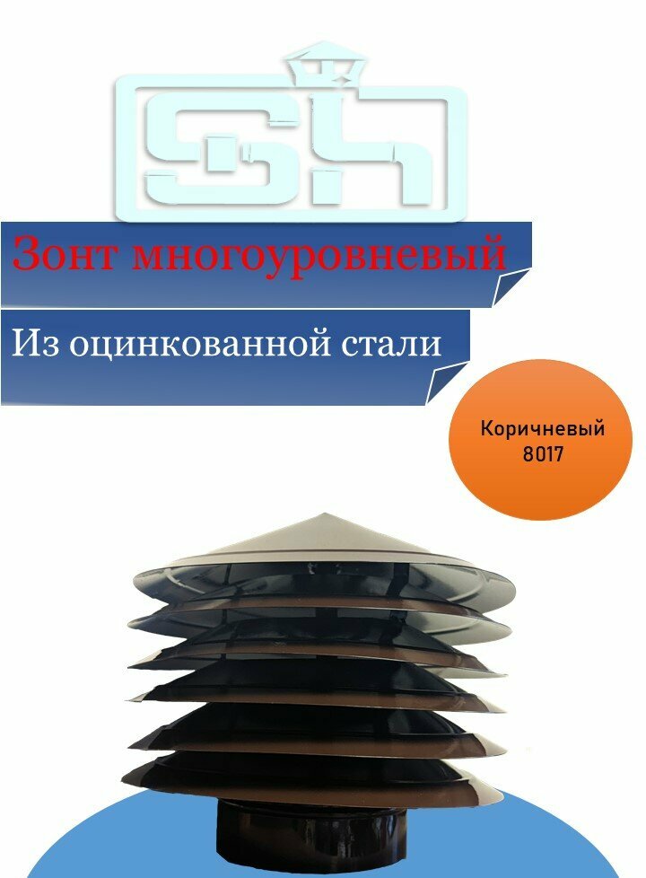 Дефлектор гравитационный для круглых воздуховодов, D130 коричневый 8017